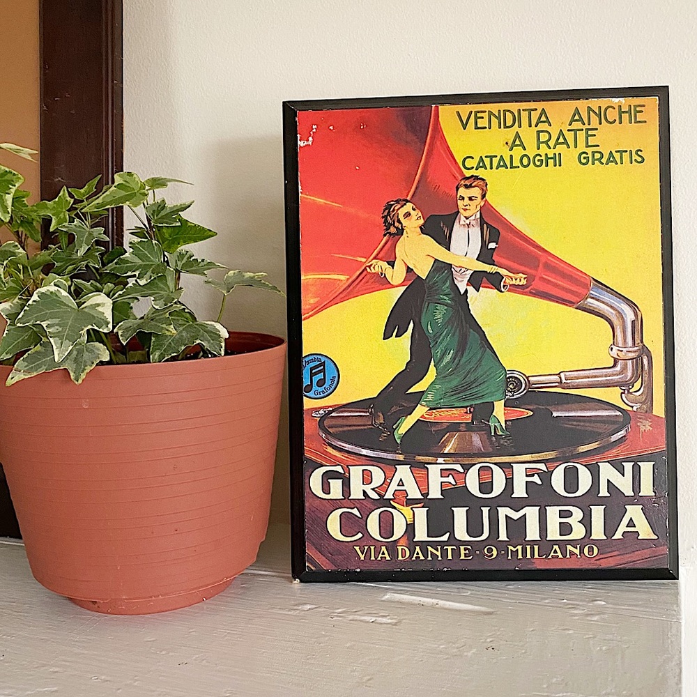 Vintage Style Decoupage "Grafofoni Columbia" Leonetto Cappiello Art Board Print